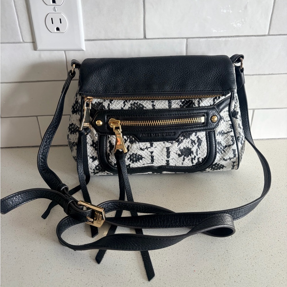 Aimee Kestenberg Pebble Leather Crossbody Bag Snake pattern Purse